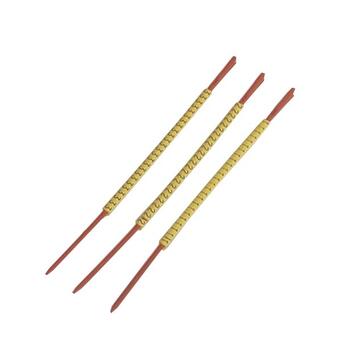 K-PARTEX-PINNER-RD   Partex Tubemerking R&#248;d (1,3-3,0 mm) 10 pinner &#224; 25 tegn. Gul med sort skrift